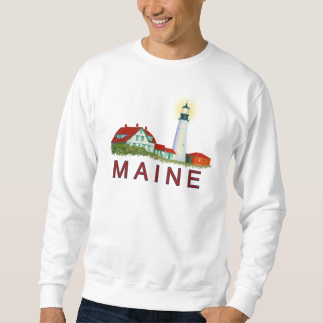 Lighthouse, Maine, Portland Head Light, Coastal  Sweatshirt (Front)