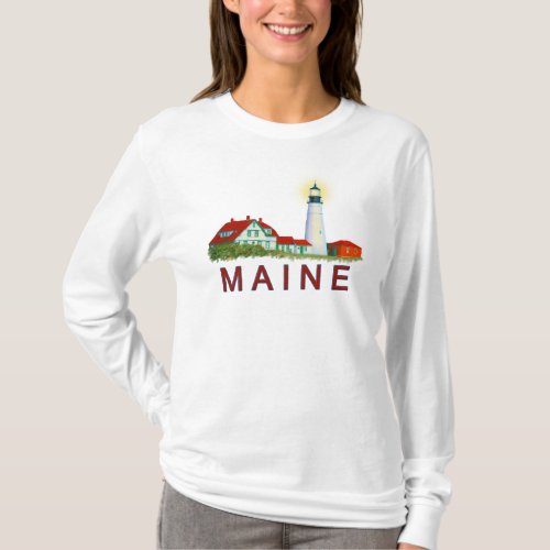 Lighthouse Maine Portland Head Light Coastal  T_Shirt