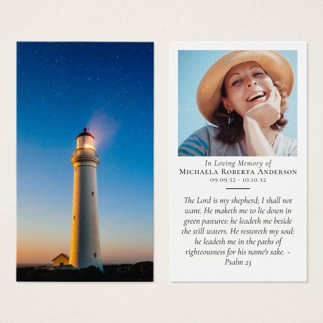Lighthouse Memorial Prayer Card (Front & Back)