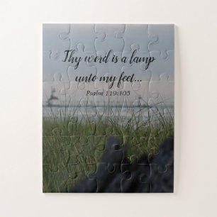 Lighthouse Michigan Lake Bible Quote Jigsaw Puzzle