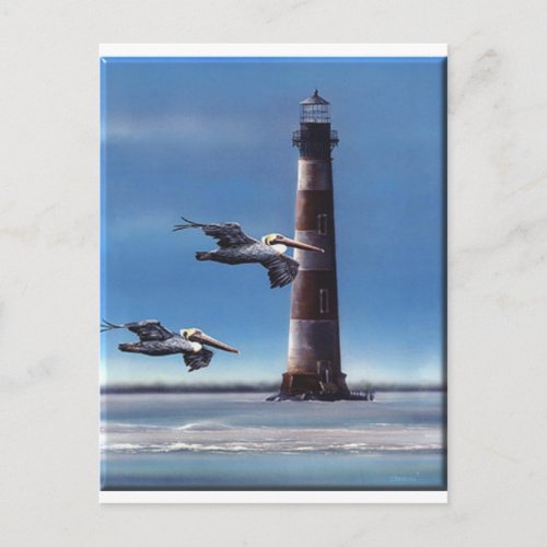 Lighthouse Morris Island Postcard
