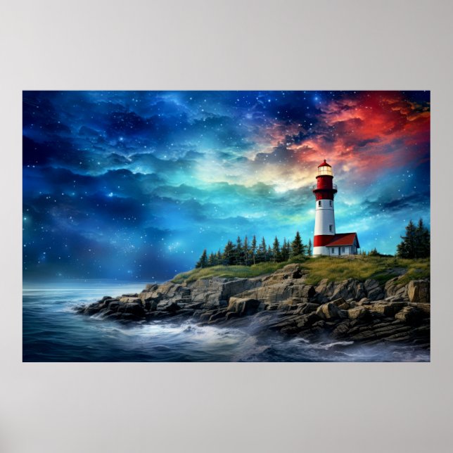 Lighthouse Nature World Fantastic Landscape Image Poster (Front)