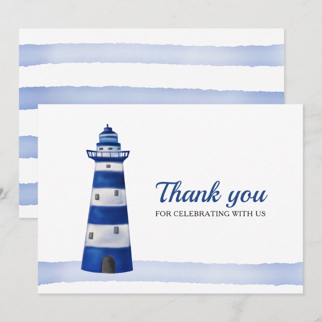 Lighthouse | Nautical Baby Shower Thank You Invitation (Front/Back)