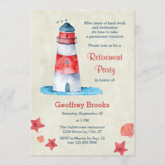 Lighthouse Nautical Retirement Party Invitation