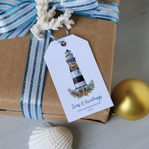 Lighthouse Nautical Seas  Greetings Christmas  Gift Tags