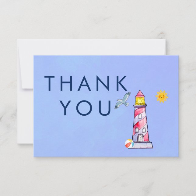 Lighthouse Nautical Theme Thank You Card (Front)