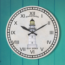 Lighthouse Nautical Wall Clock Gray Grunge