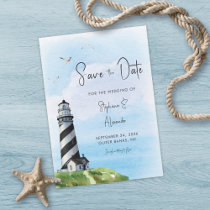Lighthouse Nautical Watercolor Wedding Save The Date