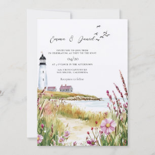 Lighthouse Nautical Wedding Invitation