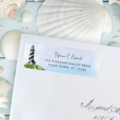 Lighthouse Nautical Wedding Return Address Label