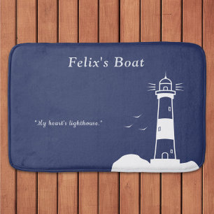 Lighthouse Navy Blue Bath Mat