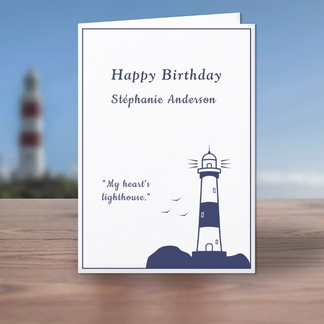 Lighthouse Navy Blue Birthday Card  (Lighthouse Navy Blue Birthday Card )