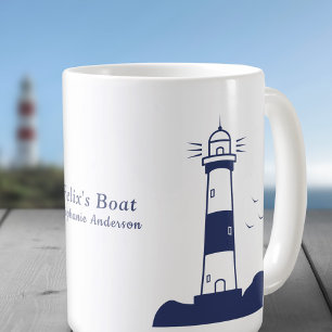Lighthouse Navy Blue Coffee Mug