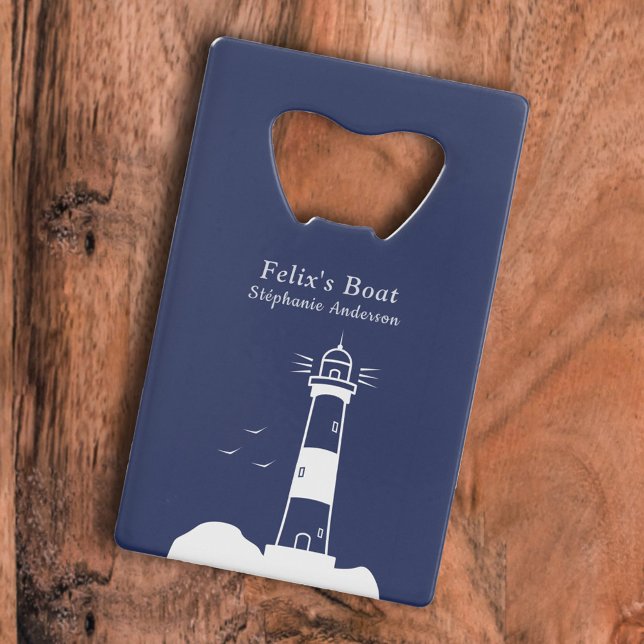 Lighthouse Navy Blue Credit Card Bottle Opener (Lighthouse Navy Blue Bottle Opener)