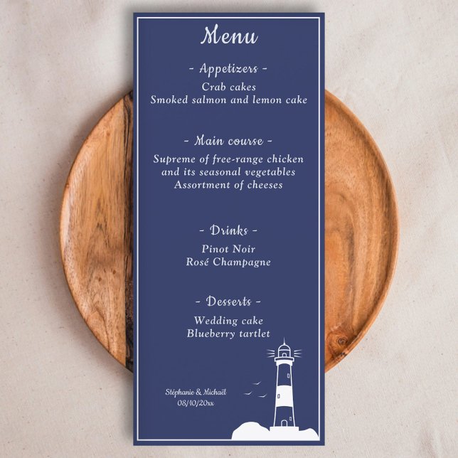 Lighthouse Navy Blue Wedding Menu (Lighthouse Navy Blue Wedding Menu)