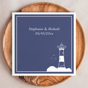 Lighthouse Navy Blue Wedding  Napkins