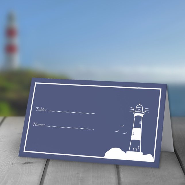Lighthouse Navy Blue Wedding Place Cards (Lighthouse Navy Blue Wedding Place Cards)