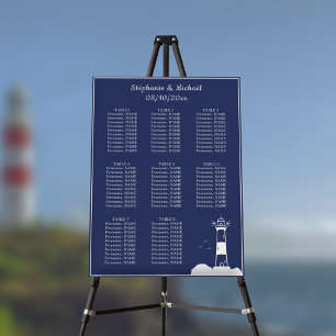 Lighthouse Navy Blue Wedding Seating Charts Foam Board