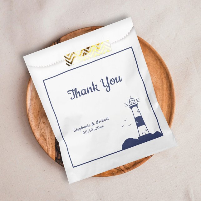 Lighthouse Navy Blue Wedding Thank You  Favor Bag (Lighthouse Navy Blue Wedding Thank You Favor Bag)