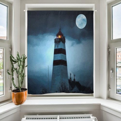 Lighthouse night blue moon blackout curtains