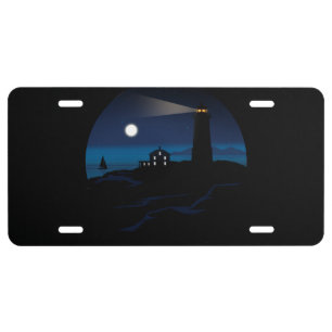 Lighthouse - Night License Plate