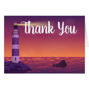Lighthouse Ocean Beach Nautical Wedding Thank You Cards