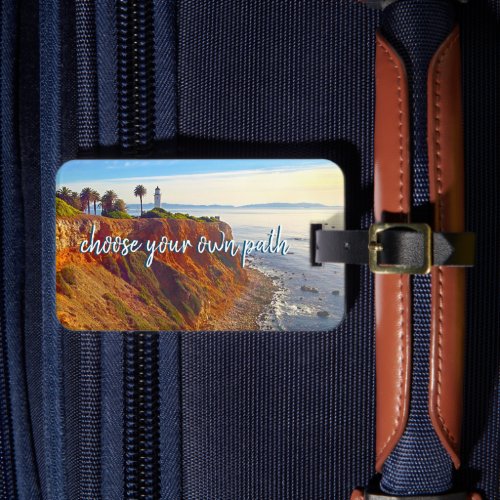 Lighthouse Ocean Cliffs Photo Choose Your Own Path Luggage Tag