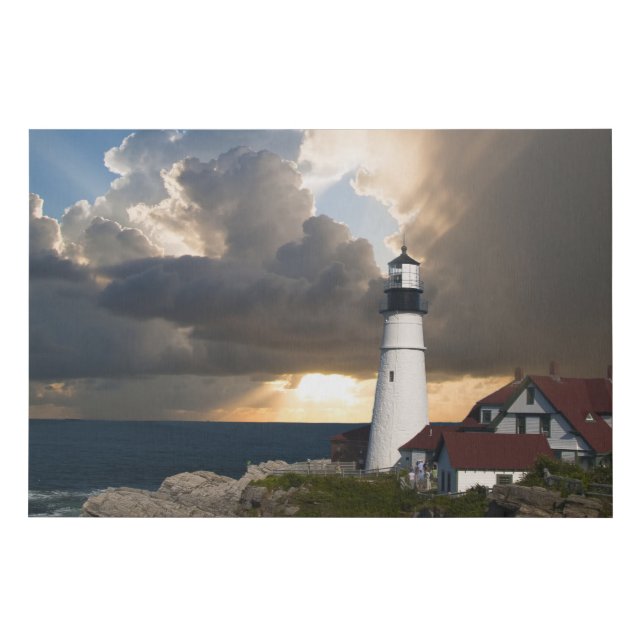 Lighthouse Ocean Coastal Beach Destiny's Destiny Faux Canvas Print (Front)