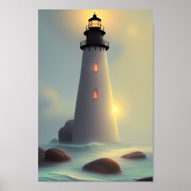 Lighthouse Ocean Seaside Art Poster (Front)