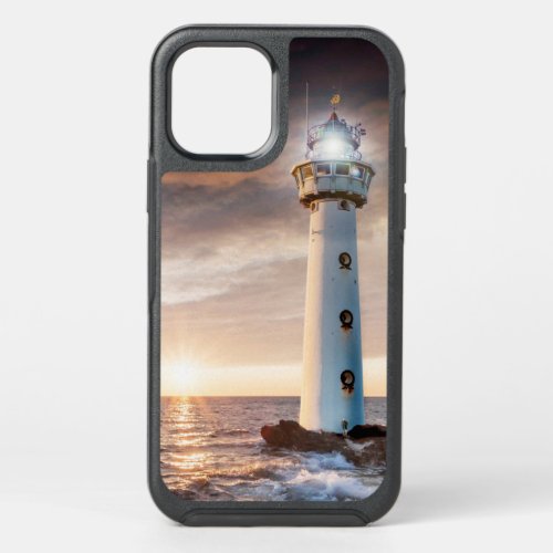 Lighthouse Ocean Sunset Painting OtterBox Symmetry iPhone 12 Case