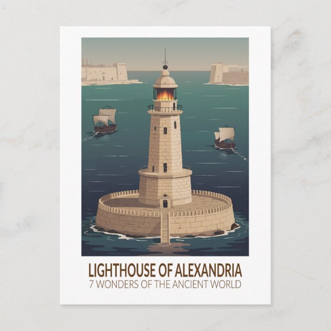 Lighthouse of Alexandria 7 Wonders of the World Postcard (Front)