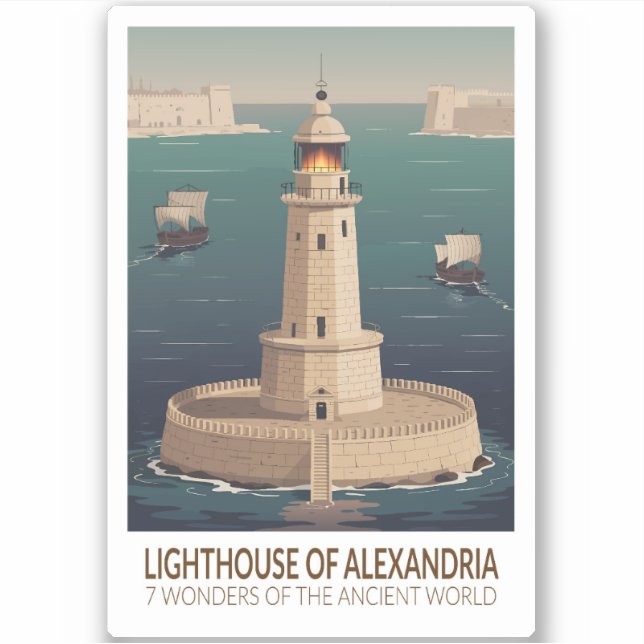 Lighthouse of Alexandria 7 Wonders of the World Sticker (Front)