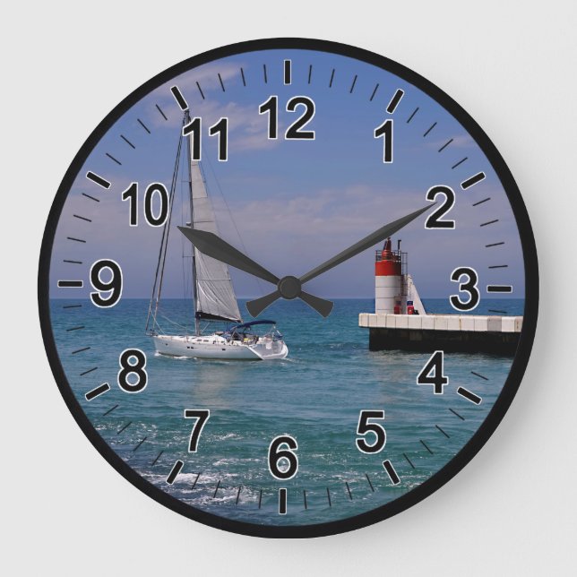 Lighthouse of Capbreton in France Large Clock (Front)