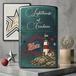 Lighthouse of Freedom Vintage American Coastal Art Zippo Lighter