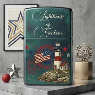 Lighthouse of Freedom Vintage American Coastal Art Zippo Lighter