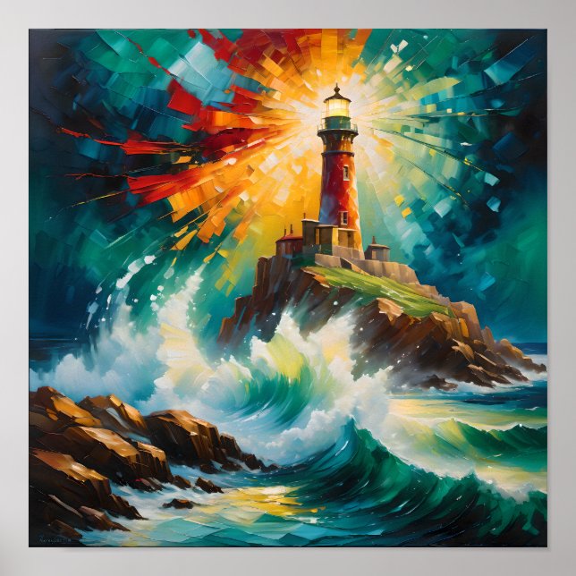Lighthouse of Light and Storm – Abstract  Poster (Front)