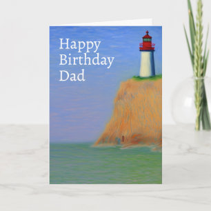 Lighthouse Oil Painting Happy Birthday Dad Card