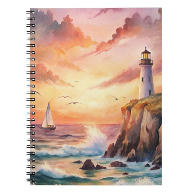 Lighthouse on a Cliff Notebook (Front)