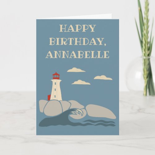 Lighthouse on a Rocky Coast Birthday Card