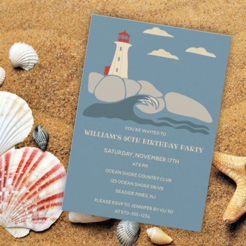 Lighthouse on a Rocky Coast Custom Party Invitation