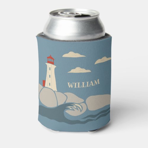 Lighthouse on a Rocky Coast Seaside Can Cooler