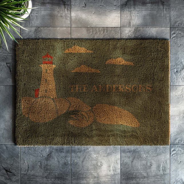 Lighthouse on a Rocky Coast Seaside Doormat Fiber Doormat (Creator Uploaded)