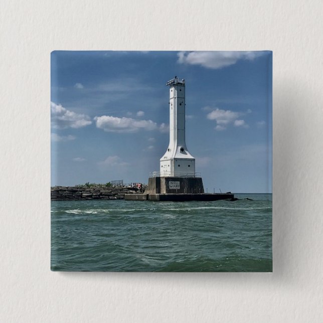 Lighthouse on Huron, Ohio Photography  Button (Front)
