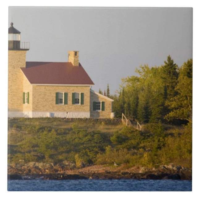 Lighthouse on Lake Superior near Copper Harbor Ceramic Tile (Front)