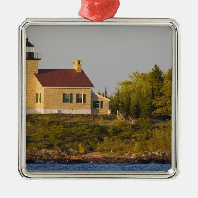 Lighthouse on Lake Superior near Copper Harbor Metal Ornament (Front)