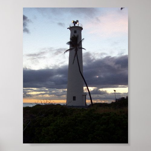 Lighthouse on Oahu Point Poster