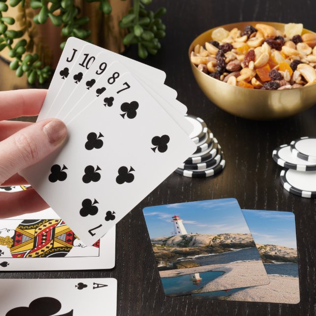 Lighthouse on Rocks with Ocean Reflection Poker Cards (In Situ)