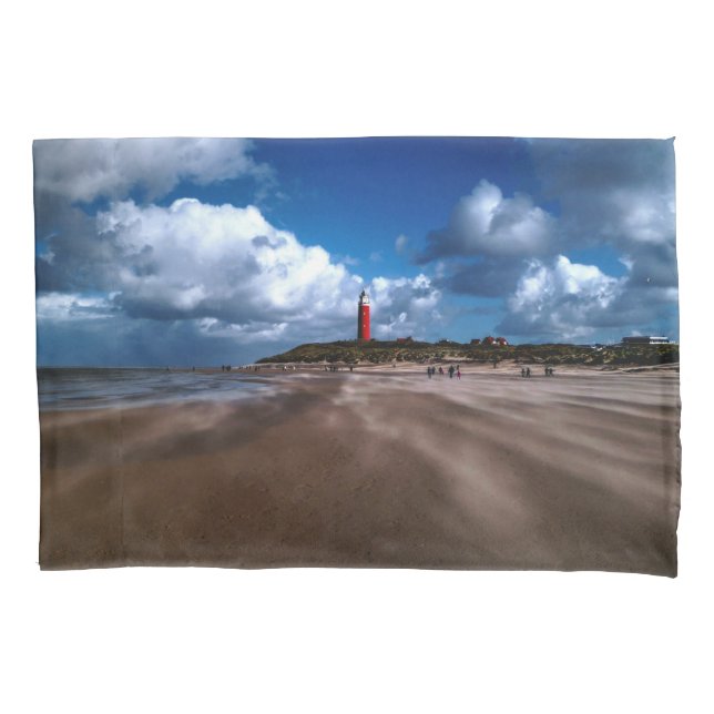Lighthouse on the beach pillow case (Front)