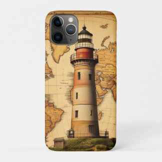 Lighthouse on World Map iPhone 11 Pro Case