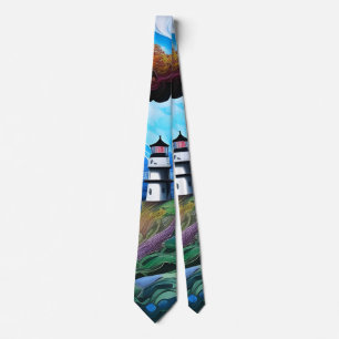 Lighthouse over looking the Sea Neck Tie
